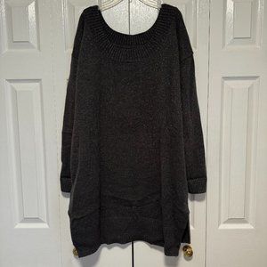 GAP Sweater Boatneck Midi Dress Charcoal Heather - Sz Large Excellent Condition